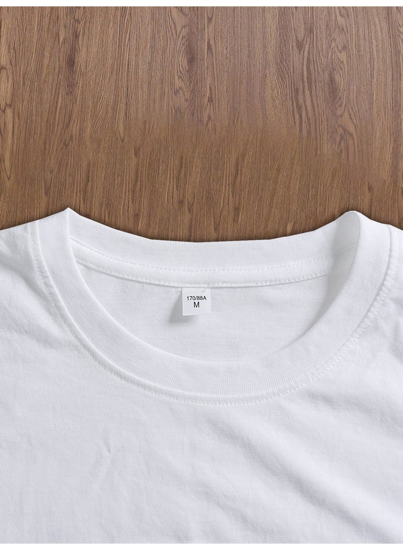 Men's White Peace Bulletproof Vest Print T-Shirt Short Sleeve Casual Streetwear Tee - Image 4